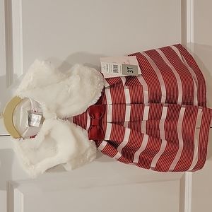 Jona Michelle Size 3T taffeta dress with faux fur jacket